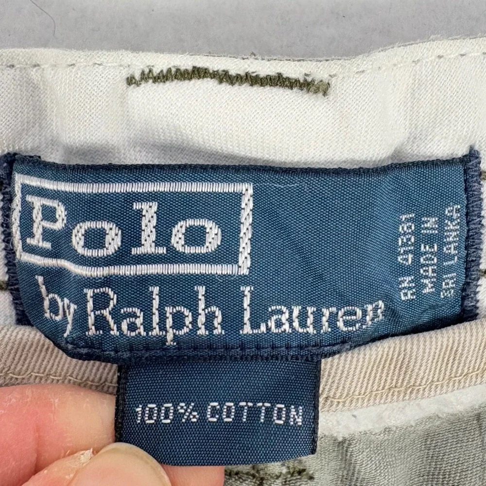 VTG Polo Ralph Lauren Men Cargo Shorts Y2K Grey Utility Fits Sz 35 Skater Grunge